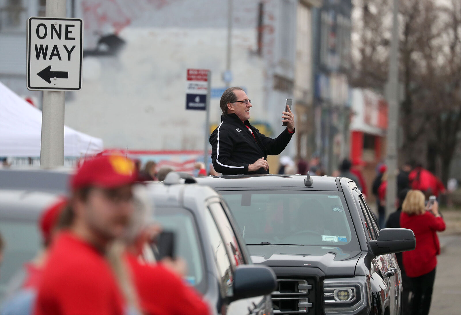 Filming the parade